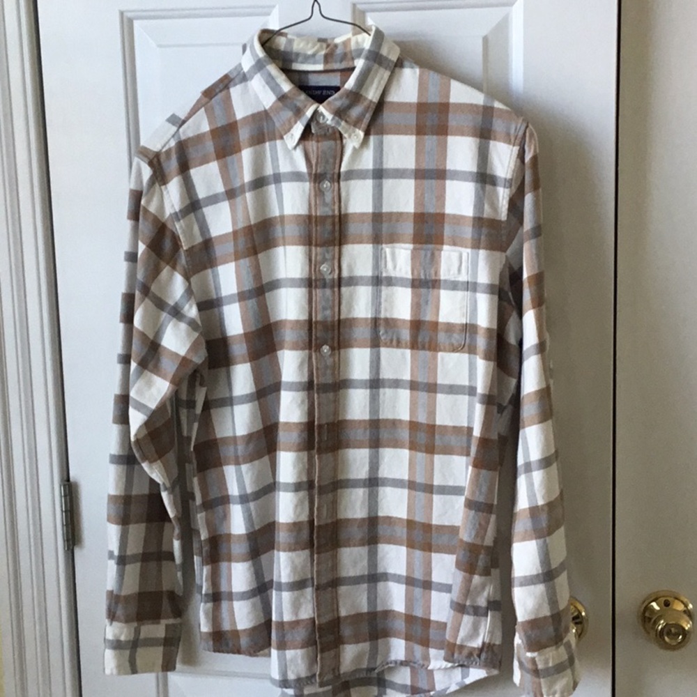 Land’s End men’s flannel plaid shirt size Large